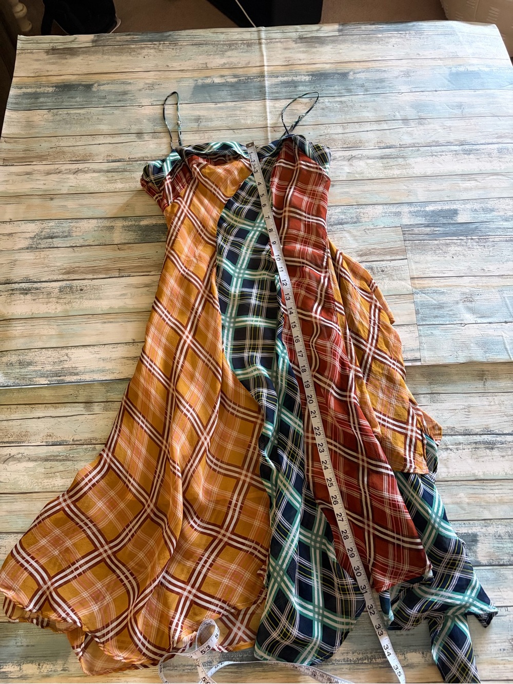 Maeve Sleeveless Asymmetric Plaid Midi Dress Size SP - Picture 7 of 7